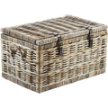 Truhe Korbtruhe Sitztruhe - Rattan - Grau - mit Staufach - 70x45x40 cm