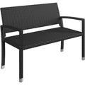 Mirador Gartenbank 2 Sitzer Schwarz Sitzbank Outdoor Polyrattan Balkonbank wetterfest Rattanbank mit ergonomischer Lehne Parkbank bis 320kg belastbar Bank fuer Gartenterrasse