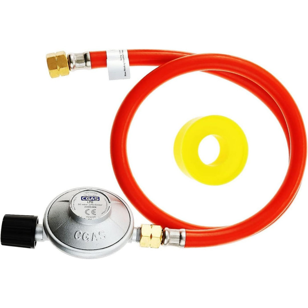 Gasschlauch Druckminderer Set 50 mbar Gasschlauch 80 cm Regler Set mit Schraubanschluss 14 Links716 Gas Anschluss Set fuer Heizstrahler Hockerkocher Gasherd Gaskocher