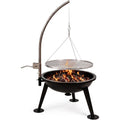 Schwenkgrill Merlin I Feuerschale mit Grillrost inkl wetterfester Abdeckhaube I Robuster Holzkohle Schwenkgrill fuer Garten Outdoor