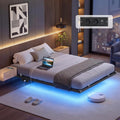 schwebendes bettgestell 140 x 200 cm lichtemittierende diode-beleuchtung tinten-schwarz rmb174b101 abnehmbare steckdosenleiste 2 wechselstrom-steckdosen 1 usb-c-anschluss 2 usb-a-anschluesse traegt bis 500 kg rmb174b101