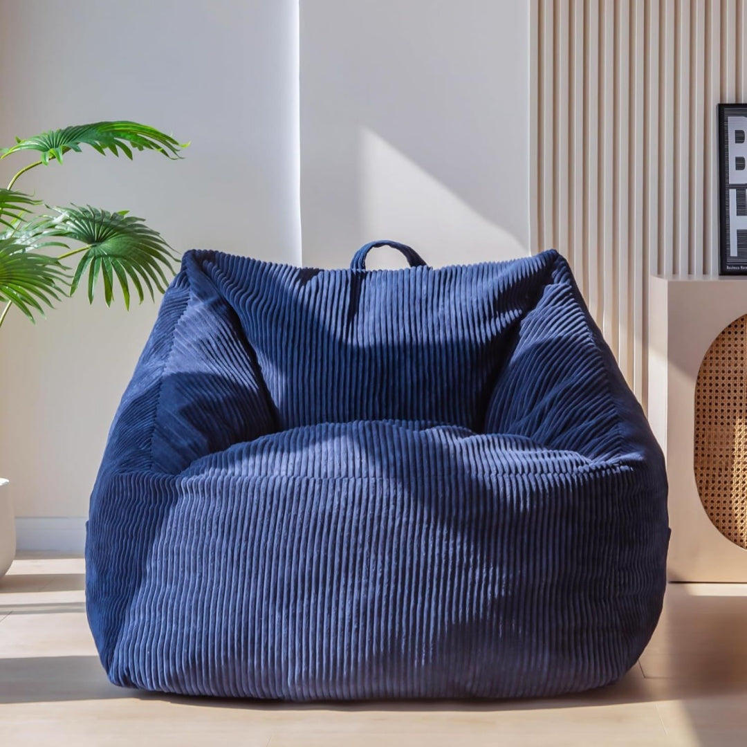 Sitzsack fuer Erwachsene Cosy Bean Bag aus Cord mit Handgriff Schaumstofffuellung Bequemer Sessel Spielen Lesen Entspannen