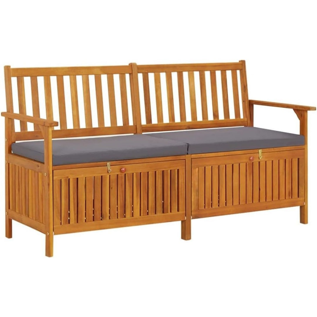 Truhenbank mit Kissen Holzbank Sitzbank Holztruhe Bank Aufbewahrung Sitztruhe Massivholzbank Stauraum Gartenbank 148cm Massivholz Akazie