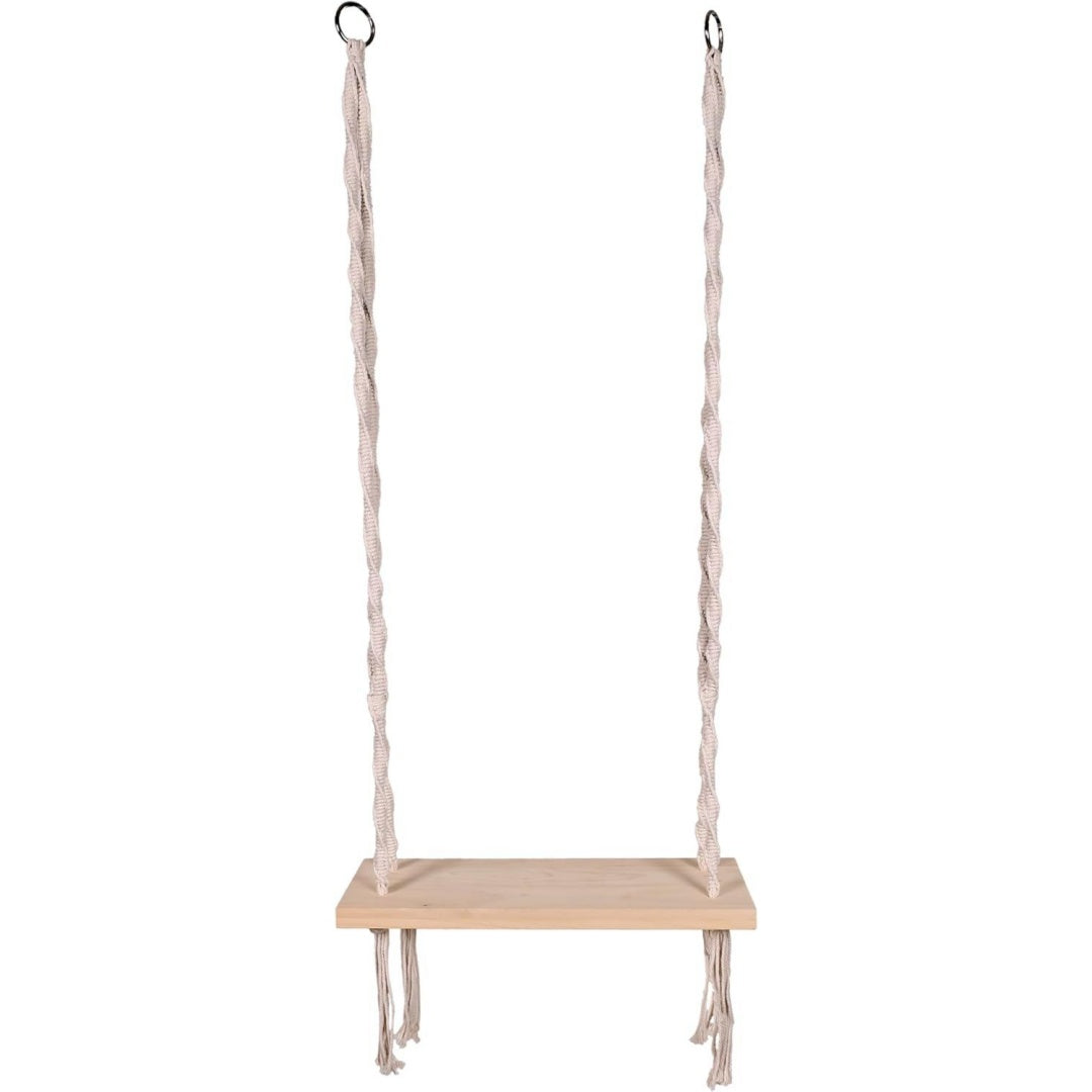 Paravent Raumteiler 3-teilig Shabby-Chic Weiss Polyester und Holz Makramee-Schaukel Haengesessel Gartenmoebel Garten oder Terrasse weiss