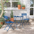 Bistro Set 3 Stueck Gartenmoebel Set Sitzgruppe 2 Stuehle und 1 Tisch Premium Stahl Klappbar Balkonset fuer Hof Garten draussen Pfauenblau