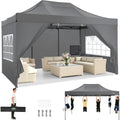 cobizi faltpavillon pavillon 3x45 wasserdicht stabil outdoor faltbar garten pavillon ultraviolett schutz 50 partyzelt mit 4 seitenteilen grau