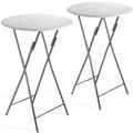 Stehtisch 2er Set Klappbar Weiss 110cm 60cm Holz Wetterfest Stahl Rund 2 Stueck Party Hochtisch Gartentisch Klapptisch Bar
