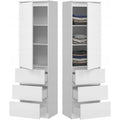 Kleiderschrank mit Schubladen - Schrank mit 3 Schubladen Regalen - Garderobenschrank 50 cm breit 180.5 cm hoch 40 cm tief - Schlafzimmer Kinderzimmer Waescheschrank - Weiss